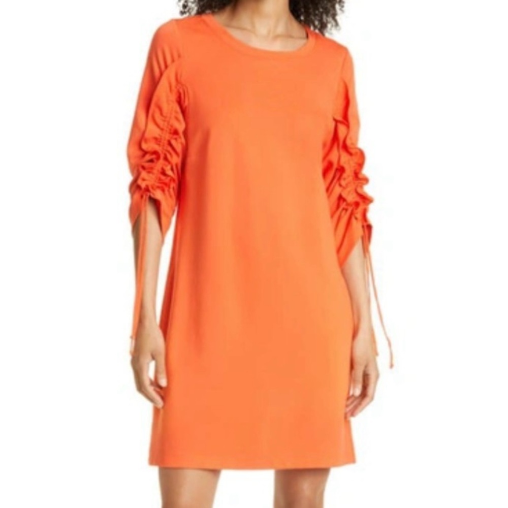 Kobi Halperin Daniella Ruched Sleeve Dress Mandarin Orange